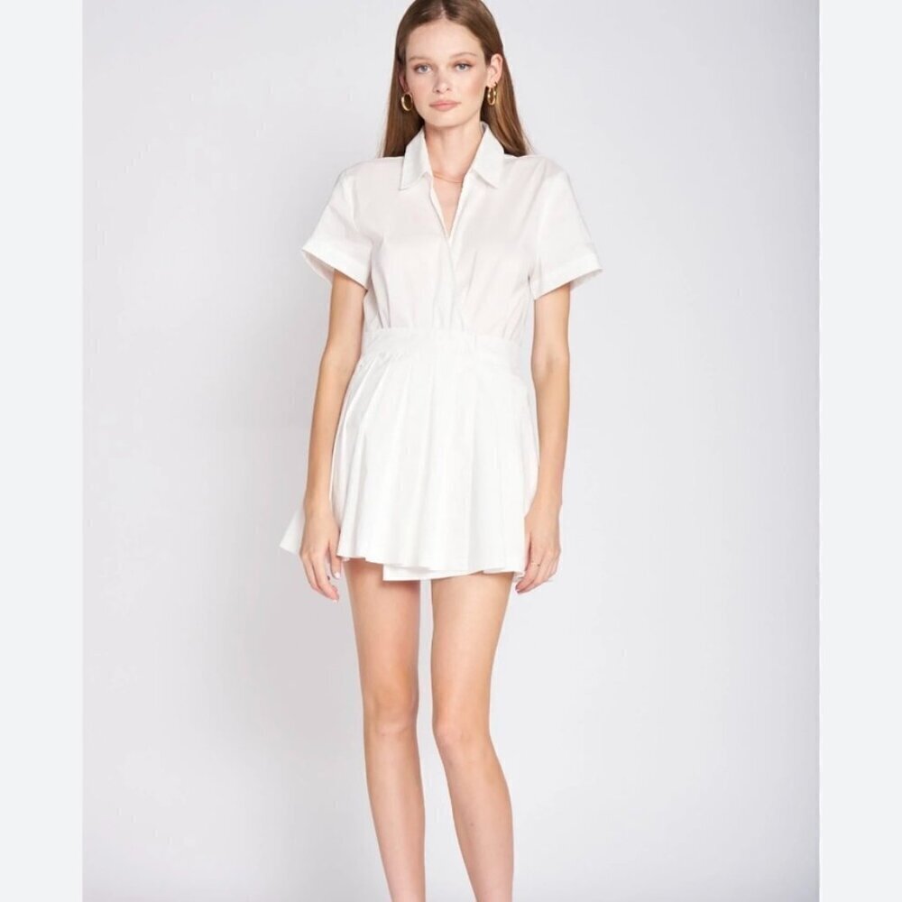 EN SAISON Noemi Poplin White Tennis Romper US S